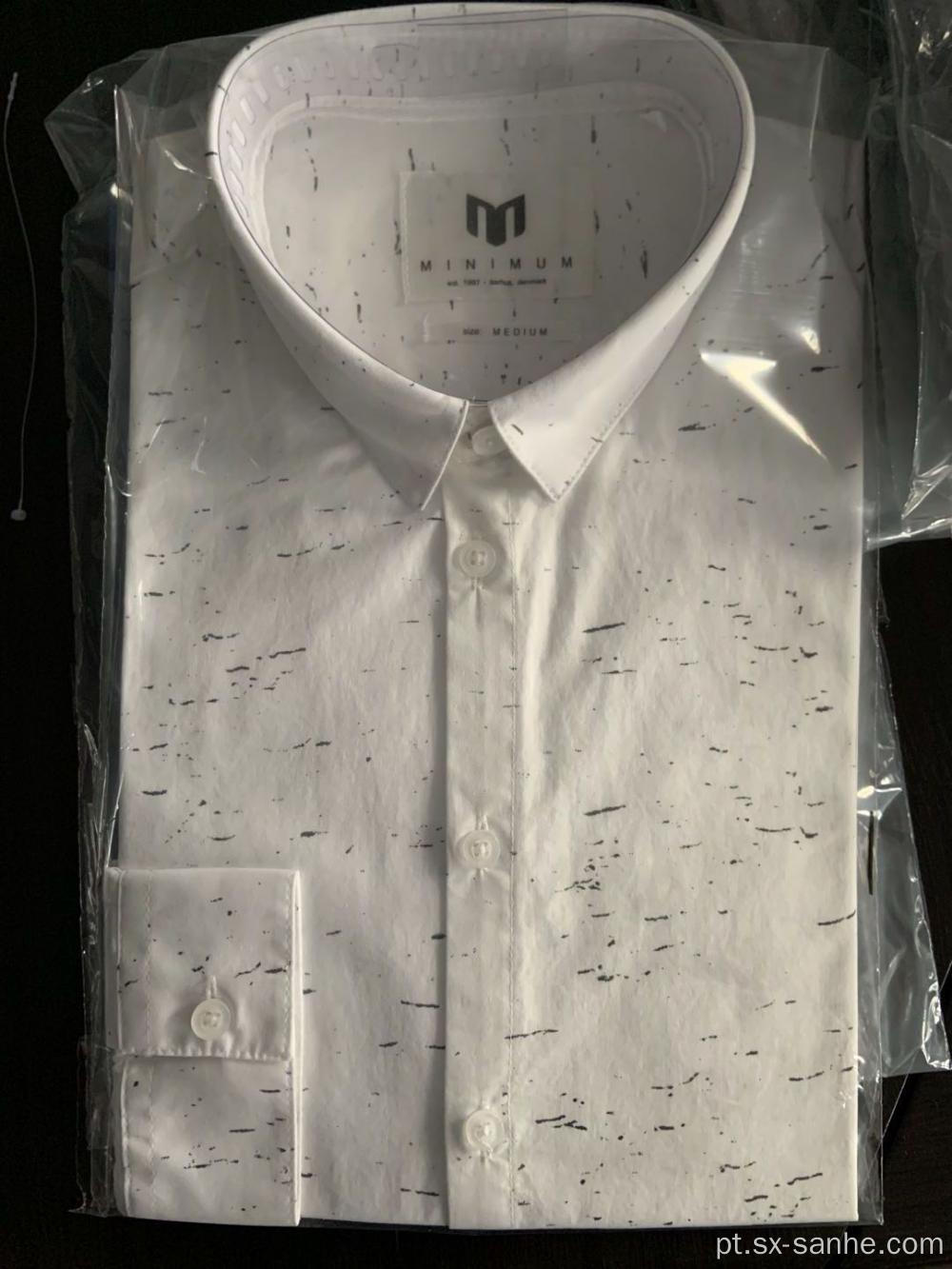 Camisa de manga comprida estampada masculina branca