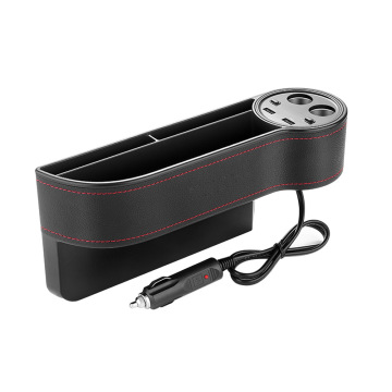 Scatola di stoccaggio del gap del seggiolino auto con caricabatterie dual USB e supporto per tazza d'acqua multifunzione