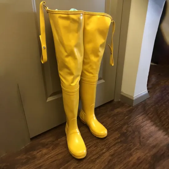 Custom Logo Yellow Rubber Fishing Waders - Waterproof Hip Waders for Fishing