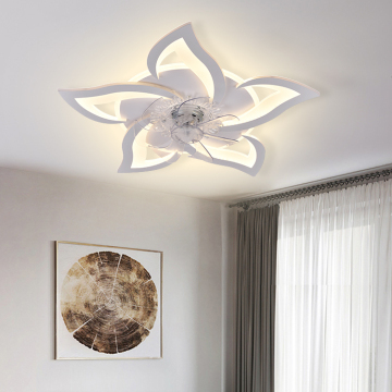Modern Flush Mount Remote Control Ceiling Fans with LED Lighting for Living Rooms