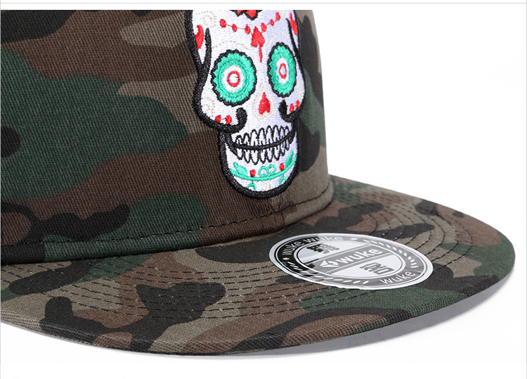 Hip hop camouflage hat skull embroidered baseball cap (6)