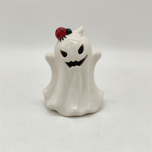 Fantasma de cerâmica com luz LED joaninha