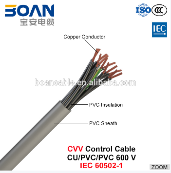 CVV, Control Cable, 600 V, Cu/PVC/PVC (IEC 60502-1)