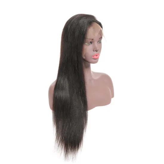 Pre Plucked 100% Remy Virgin Mink Brazilian Human Hair 16 Inch Straight 360 Degree Swiss Lace Wig