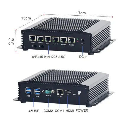 Firewall Micro Appliance OPNsense Untangle VPN Router PC Intel Celeron 5205U 6 x Intel 2.5GbE I225-V LAN AES-NI HDMI