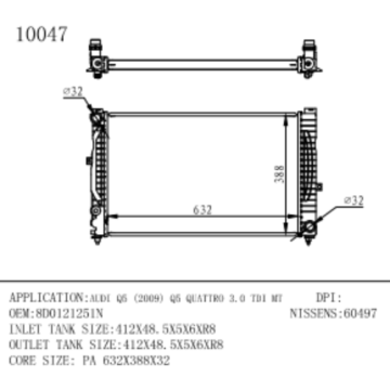 Radiator para Audi Q5 Quattro Oemem 8D0121251N