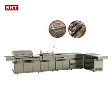 Popular Modern Design L Shape Ss 304 Set Outdoor Kitchen Cabinets Grill