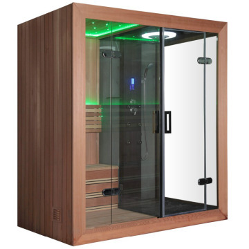 Cedar Wood Shower Cabin with Steam Sauna Room