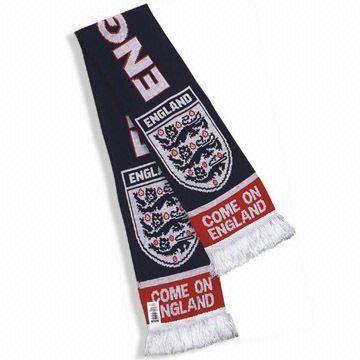 Knitted Jacquard Soccer Scarf, Measures 150 x 18cm, Customized Logo Designs are Welcome