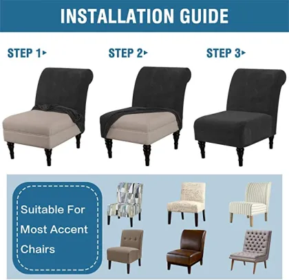 Velvet Accent Chair Covers Stretch Armless Chair Covers