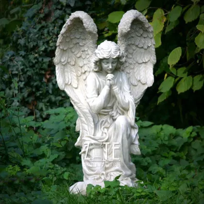 Carved decoration marble stone kissing child angels statue