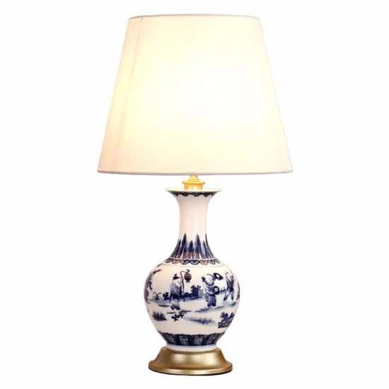 Ceramic table lamp with hand drawing pattern for beside table of sofa