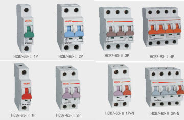 Hcb7-63 Ip20 Safety Mini Circuit Breaker / Miniature Circuit Breakers With Ce Approved 1p+n