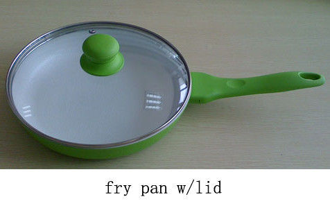 Die-casting Non Stick Wok Pan With Ceramic Coating , Silicon Handle