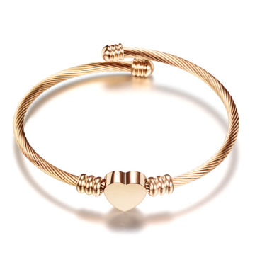 Women's Most Popular Stainless Steel Heart Shape Charm Bracelet in Three Colors