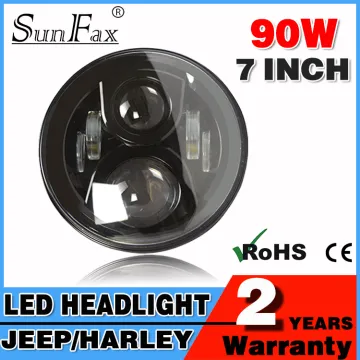 New design 7 inch 90W led harley headlight, Round jeep wrangler headlight
