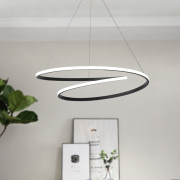 Modern Black LED Chandelier Circle Lighting for Attic, Living Room, Dining Room, Kitchen