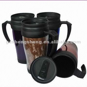 double wall travel mug with handle (BPA ,SGS)