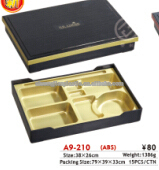 A9-210 golden plastic bento box with 7 compartments