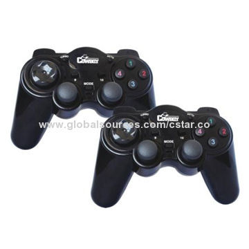 USB Twin Joypads with Vibration Function and Dual-game Pad Interact