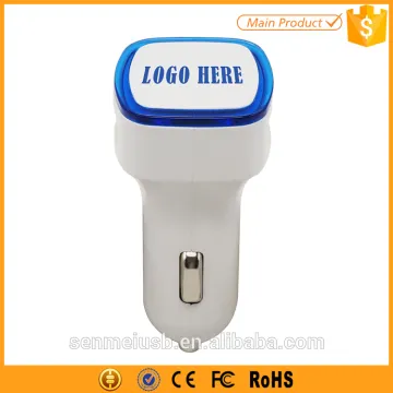 with led ring promotion dual usb car mobile charger