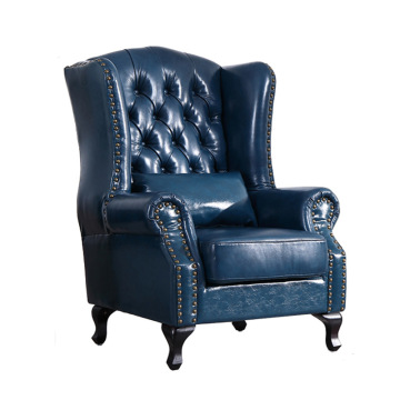 Chaise en cuir européenne de Vintage Blue Chesterfield pour le salon