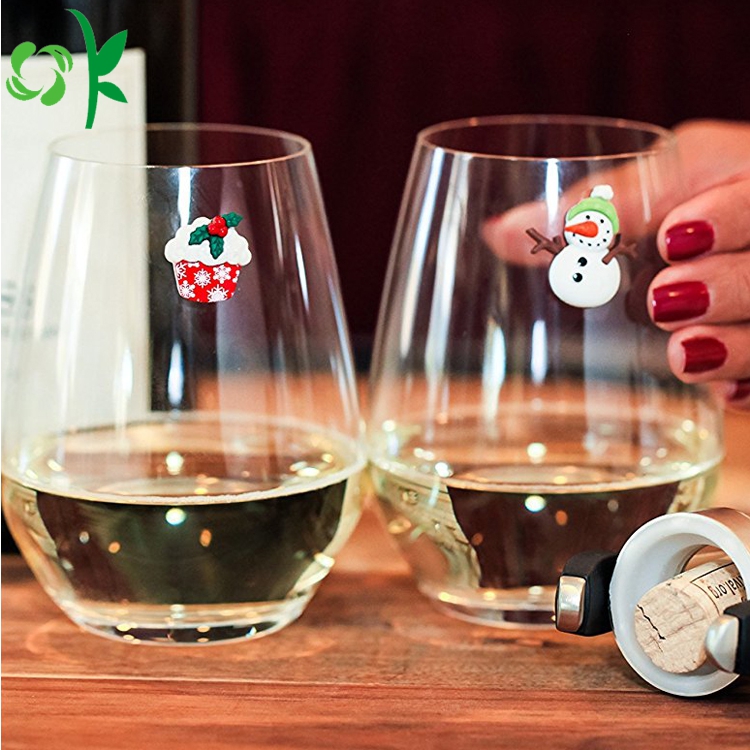 Christmas Holiday Silicone Magnetic Cocktail Glass Markers