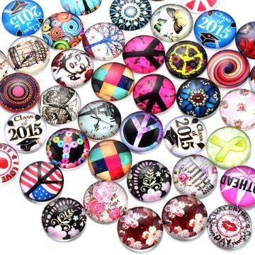 Flower and tree photos flat round glass patterned glass cabochon