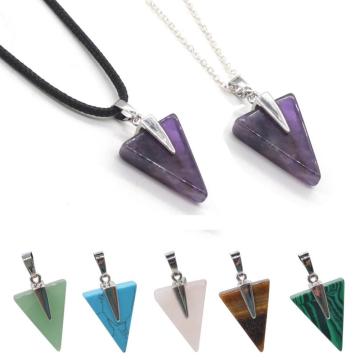 Semi Precious Gemstone Triangle Pendant Healing Chakra Triangle Charms for Jewelry Making