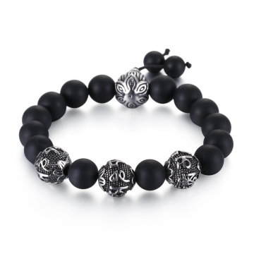 KALEN Fashion Obsidian Stone Beaded Bracelet for Men