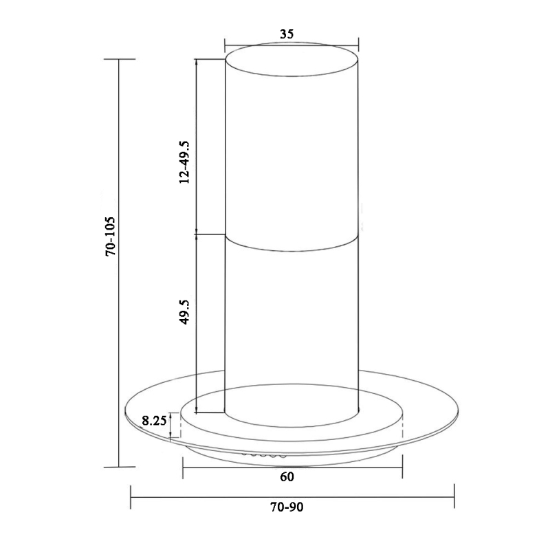 Vented Exhaust Type Cooker Hood Tempered Glass Kitchen Vent ISLAND  Range Hood with Push Buttons