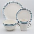 Handgeschilderde stijl keramische diner set, steengoed servies sets, blauw servies set