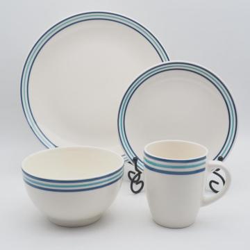 Conjunto de jantar de cerâmica de estilo pintado à mão, conjuntos de utensílios de grés, conjunto de utensílios azuis