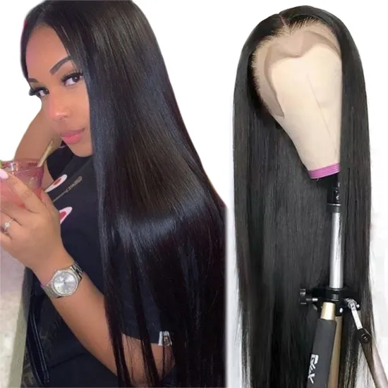 13X6 Frontal 30 Inch Bone Straight Human Hair Lace Wigs For Black Women,40 Inch Brazilian Human Hair Lace Front Wigs