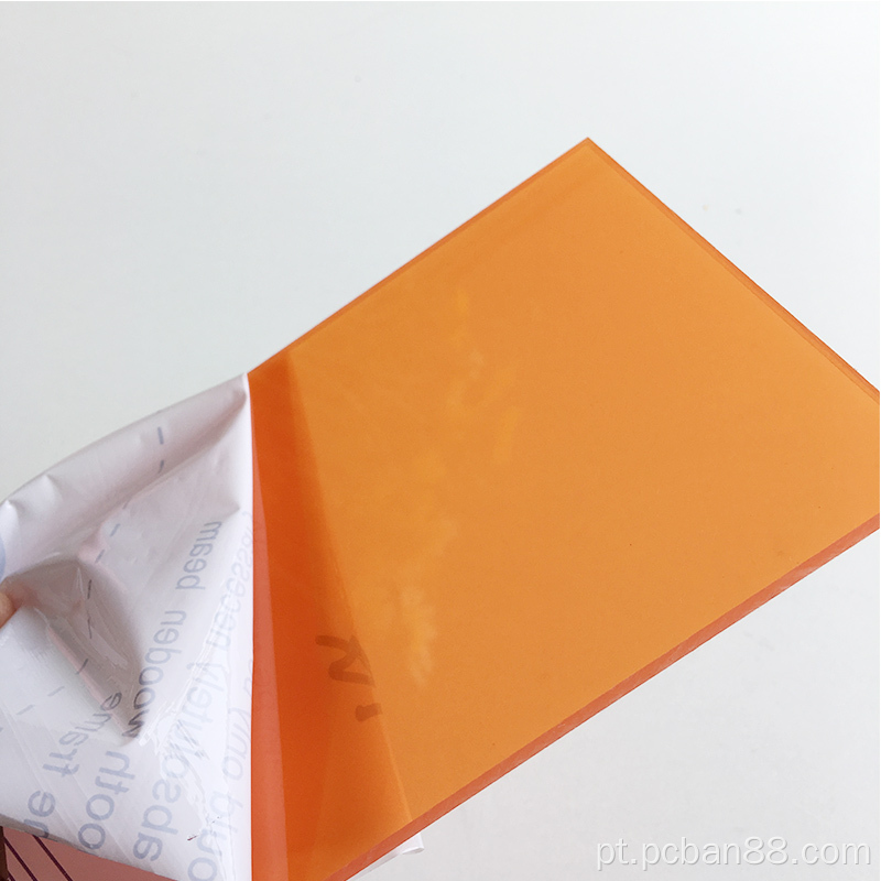 Folha de policarbonato sólido laranja 4 mm PC Folha