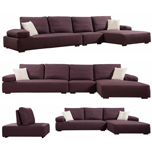 Kerusi malas sandaran kepala Fabric Corner Bahagian Set Sofa