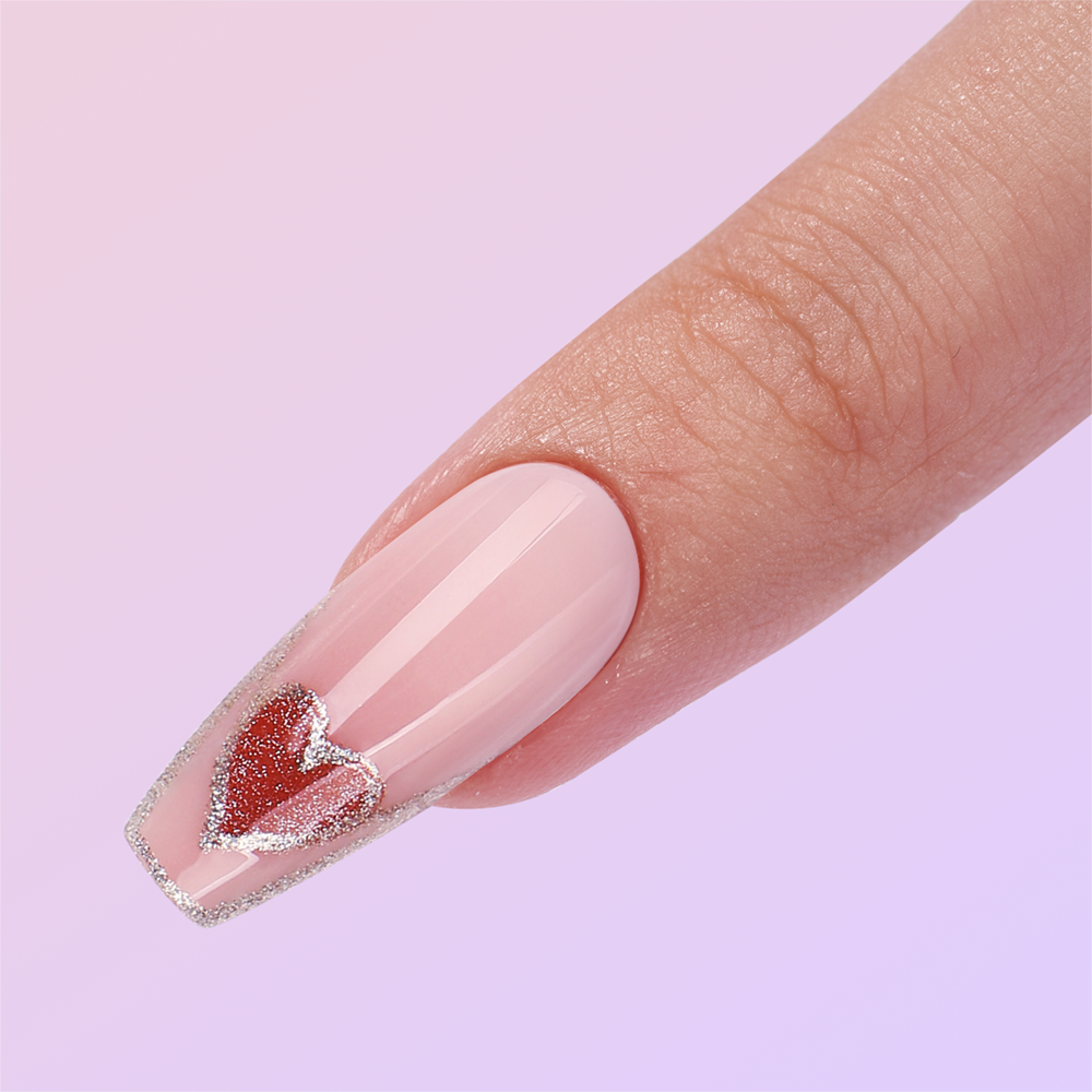 pink false nail with diamond