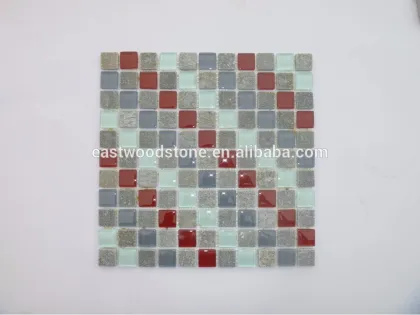 2014 new trend glass mosaic tiles,glass mix slate mosaic pattern
