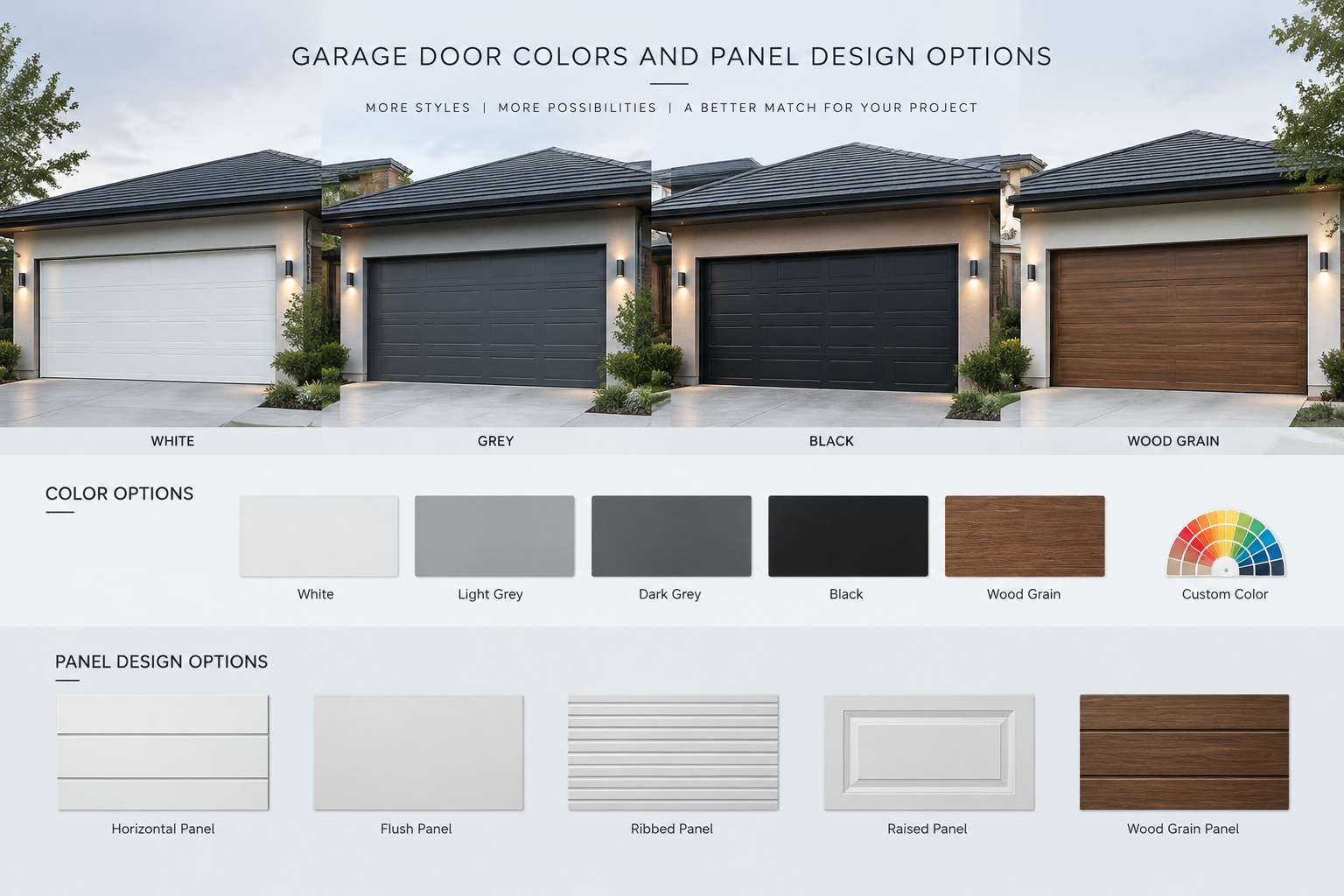 Garage Door Colors and Panel Design Options