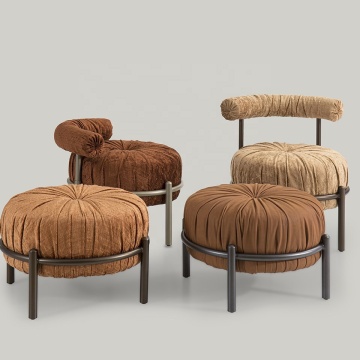 Modern Velvet Chair Set with Ottoman - Designer Furniture