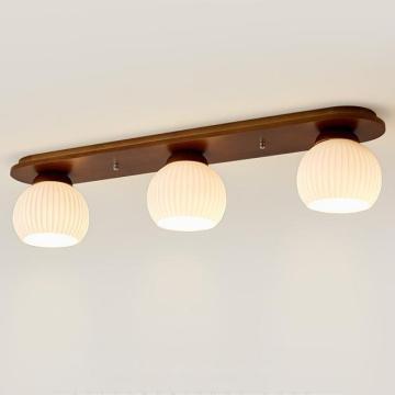Postmodern Walnut LED Ceiling Lamp with Glass Flowers for Bedroom Cloakroom and Corridor