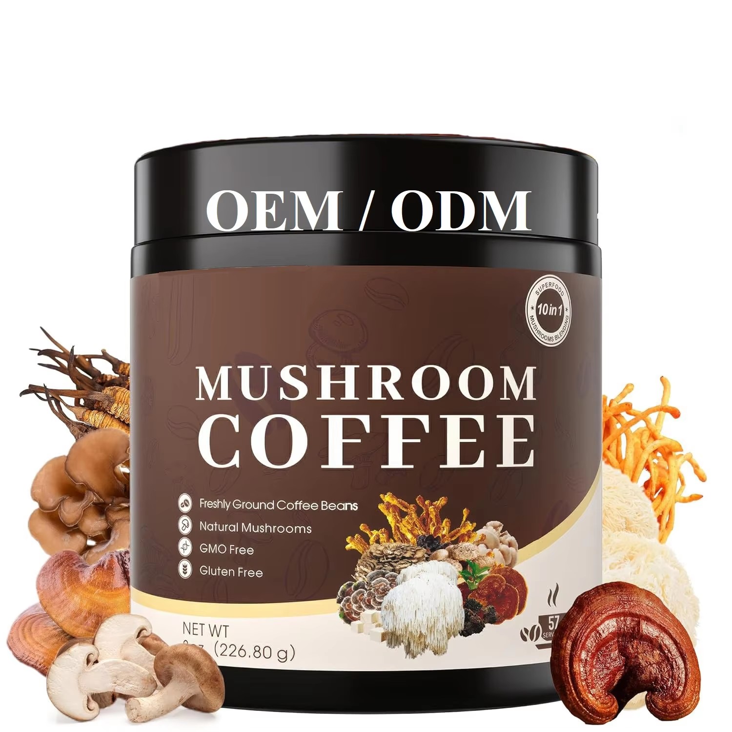 Suplemento del foco de la energía del polvo del café de Ashwaganda de la melena del león del ODM del OEM para el producto de la atención sanitaria de los hombres adultos