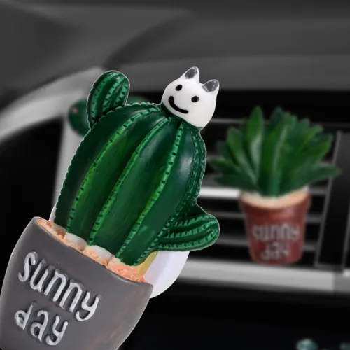 Car Air Conditioning Vent Perfume Clip Resin Cactus Creative Cute Air