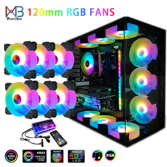 120mm Computer Case Fan RGB 6PIN Adjustable Colorful Lamp 5V For Radiator Mute PC 12cm Fans Adjust Cooler Ventilador