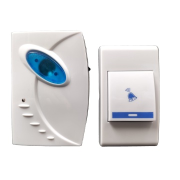 23A 12V DC Receiver & 3.0V DC (2*1.5V AA) Door Bell Button with 315MHz Working Frequency & 80-90DB Chime Sound