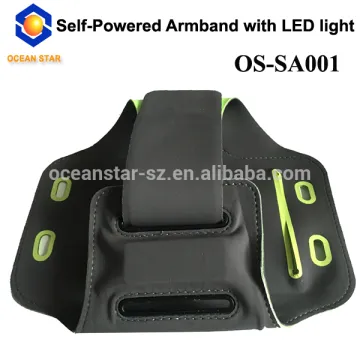 Promotional Outdoor training running sports phone armband with LED Light,no battery