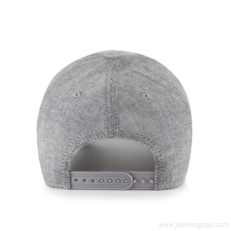 6-panel rubber weld patch chambray fabric baseball cap