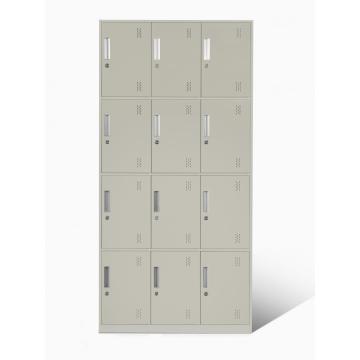 12 дверных металлических шкафчиков для хранения вещей в спортзале / школе