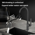 Hot cold water matter black pull-down kitchen faucet