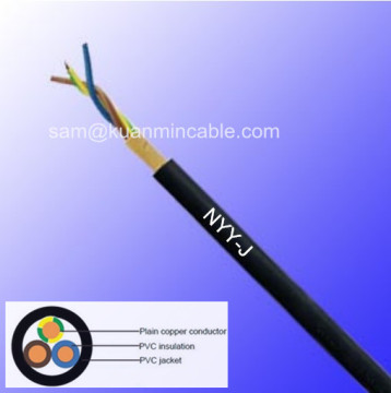 NYY-J Cable with green -yellow earth wire,solid copper conductor